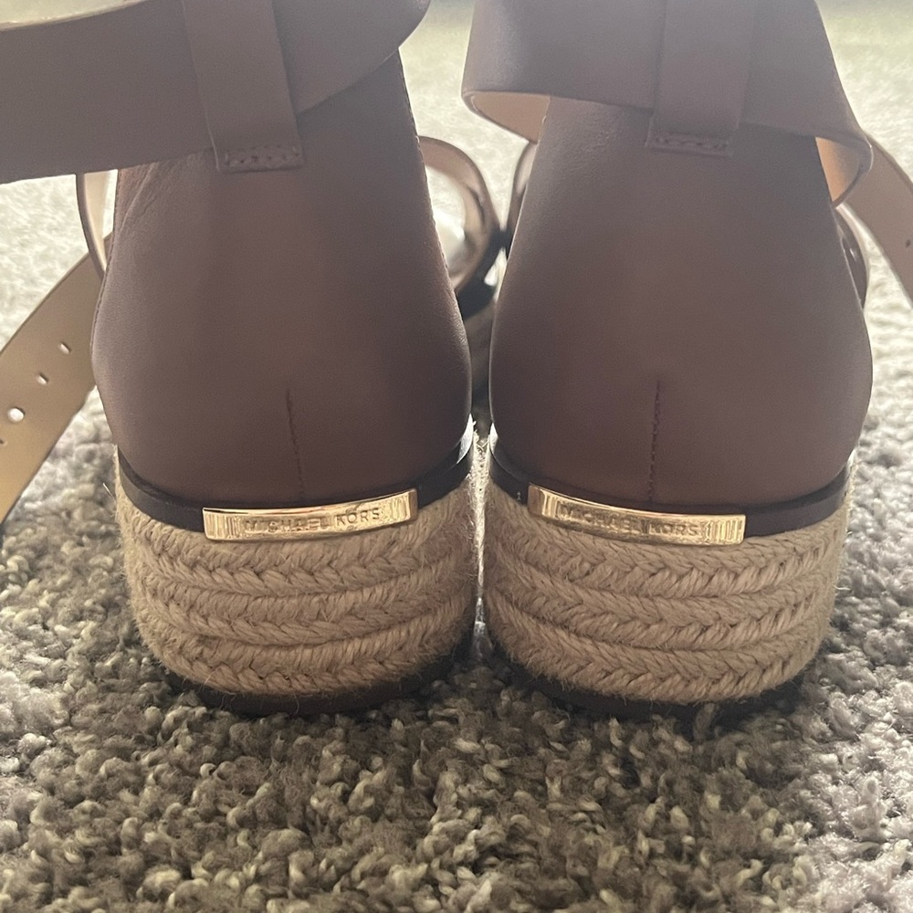 MICHAEL Michael Kors Brown Leather Espadrille Sandals - Picture 7 of 11
